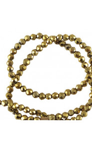 Faceted glass beads 2mm round Gold metallic-pearl shine coating